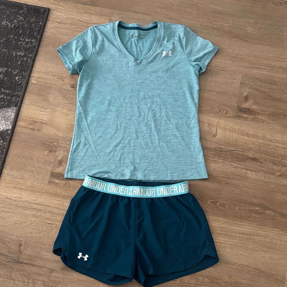 Under Armour Teal and Navy Workout Set
